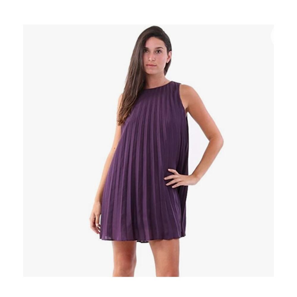 BB Dakota Edisto Pleated Purple Shift Dress Size Small